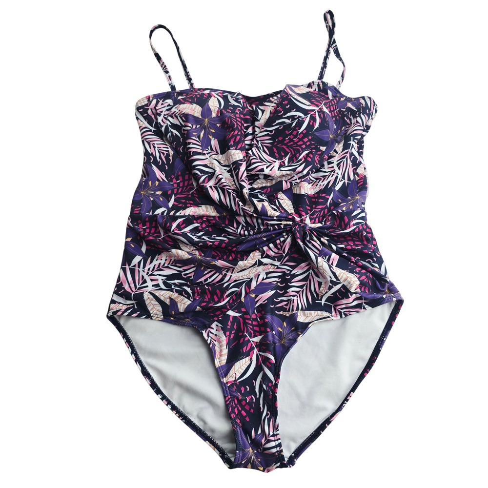 Nicole‎ Miller NWT Womens One Piece Swimsuit Raspberry Sorbet Floral Large